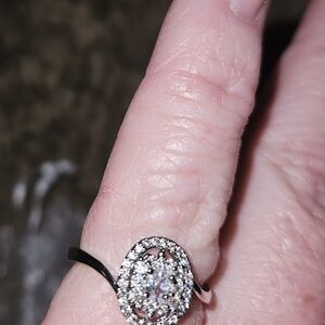 Elegant Silver Oval Halo Ring